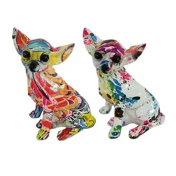 Koera Skulptuur Vaik Värviline Moodne Grafiti Chihuahua Kuju eest elutuba Koera Kuju Riiul Kaasaegne Abstraktse Teenetemärgi