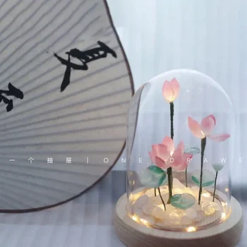 Klaasitud lotus öö valguses käsitöö DIY materjali kott loominguline kaunistused sõbranna Jõulud sünnipäeva kingitus